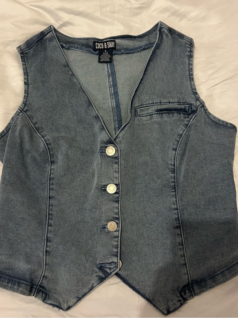COCO & SHAY Charcoal Gray Denim Vest - Sleeveless Tailored Tunic